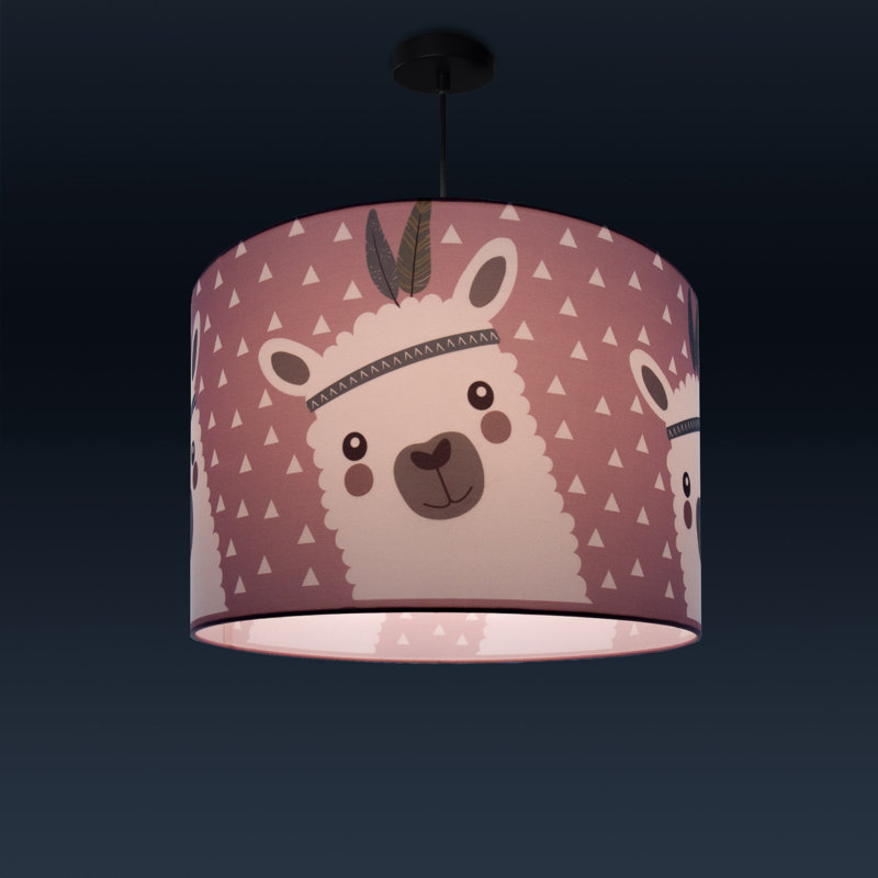 Drum pendant lamp 1-light Jordi, Pink, Black