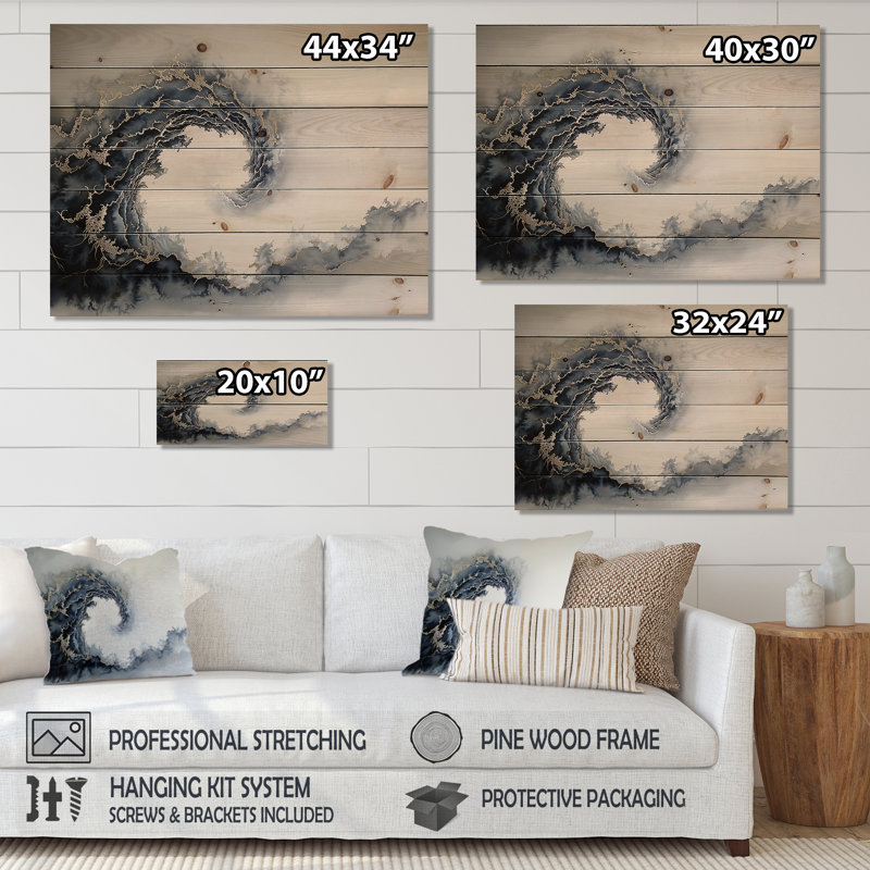 Vortex cosmique I - Décoration murale en bois côtier sur bois de pin naturel, H 10 po x l 20 po