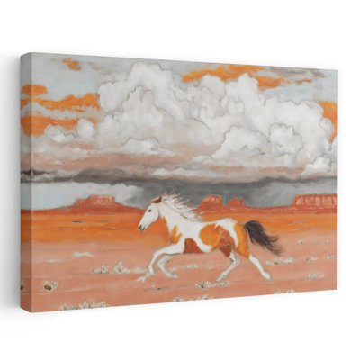 Cheval qui court dans le désert, reproduction d'art abstrait cheval contemporain