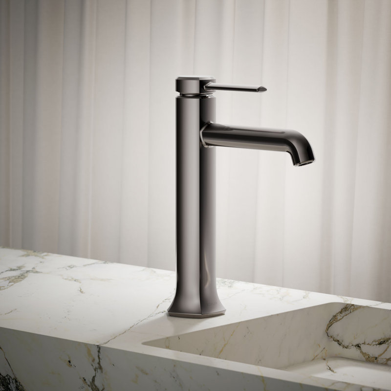 Occasion Tall Single-Handle Vessel Sink Bathroom Faucet with Drain Assembly, Vibrant Titanium, 0.5 GPM 