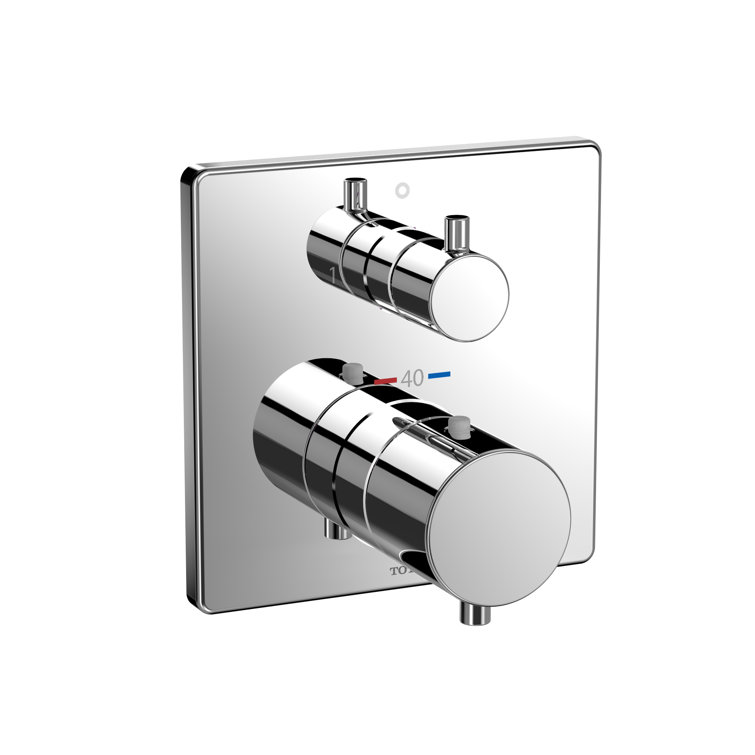 Square Thermostatic Mixing Valve with Two-Way Diverter Faucet Trim