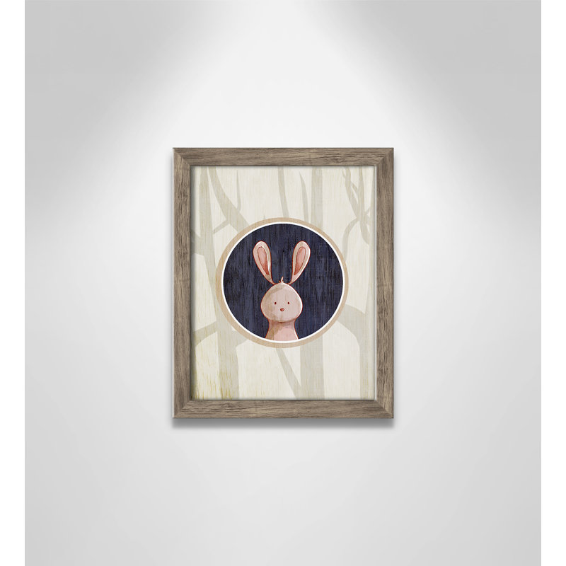 «Juvenile Forest Animals», impression sur papier, H 10 po x l 8 po x P 1,18 po, Encadré de boîte de grange gris