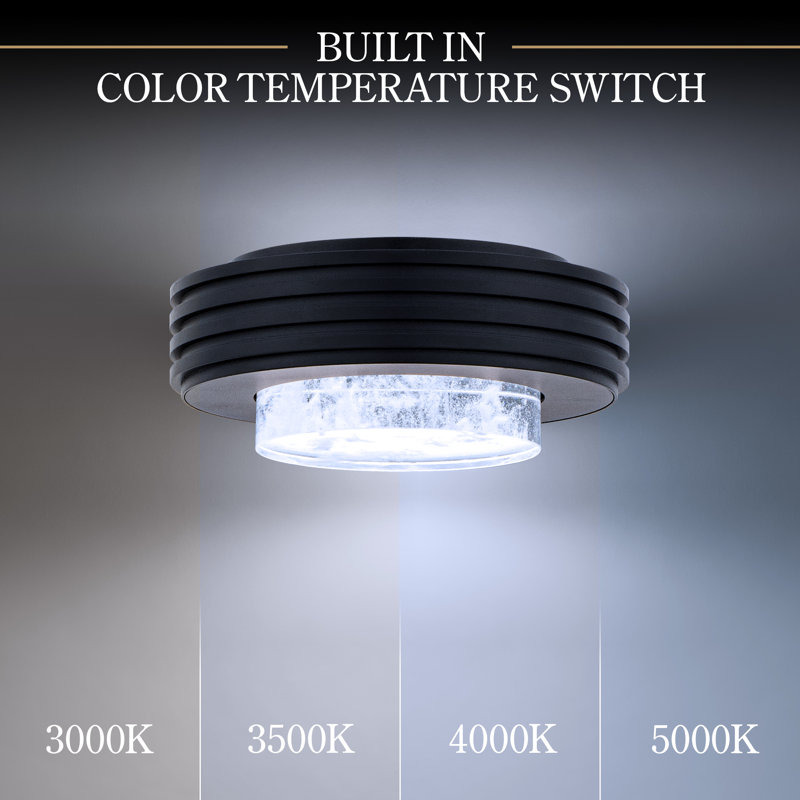 Zircle 1 Light Crystal LED Flush Mount, Black