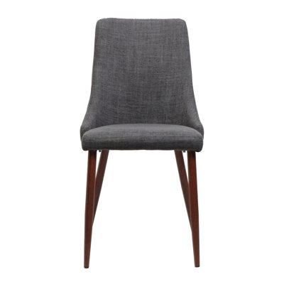 2 chaises de salle à manger en tissu gris, pieds en fer avec finition noyer foncé, identités faites à la main, P 22,25 po x l 17,83 po, H 34,72 po gris, tissu recouvert et détails, l 22,25 po x l 17,83 po x H 34,72 po