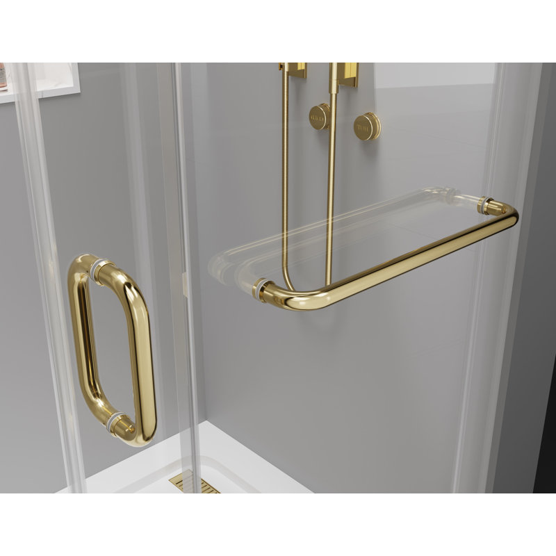 56-60'' - W x 76'' H Single Sliding Shower Door with Nano Coating Easy-clean Stainless Steel Frameless Shower door Gold, Gold