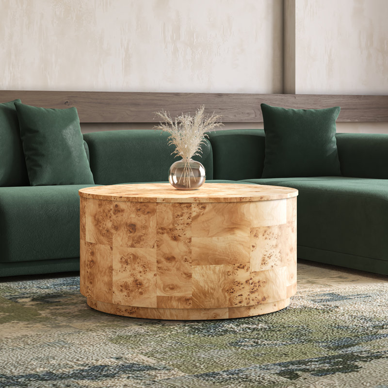 Gintare Arsenio Burl Wood Round Coffee Table, Natural
