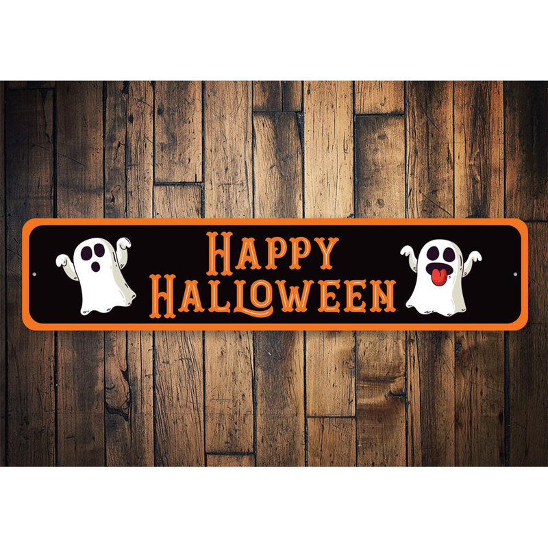 Plaque en aluminium Happy Halloween, H 6 po x l 24 po x P 0,06 po