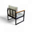 Canapé 1 place avec accoudoirs en bois de pin et coussin en tissu de lin