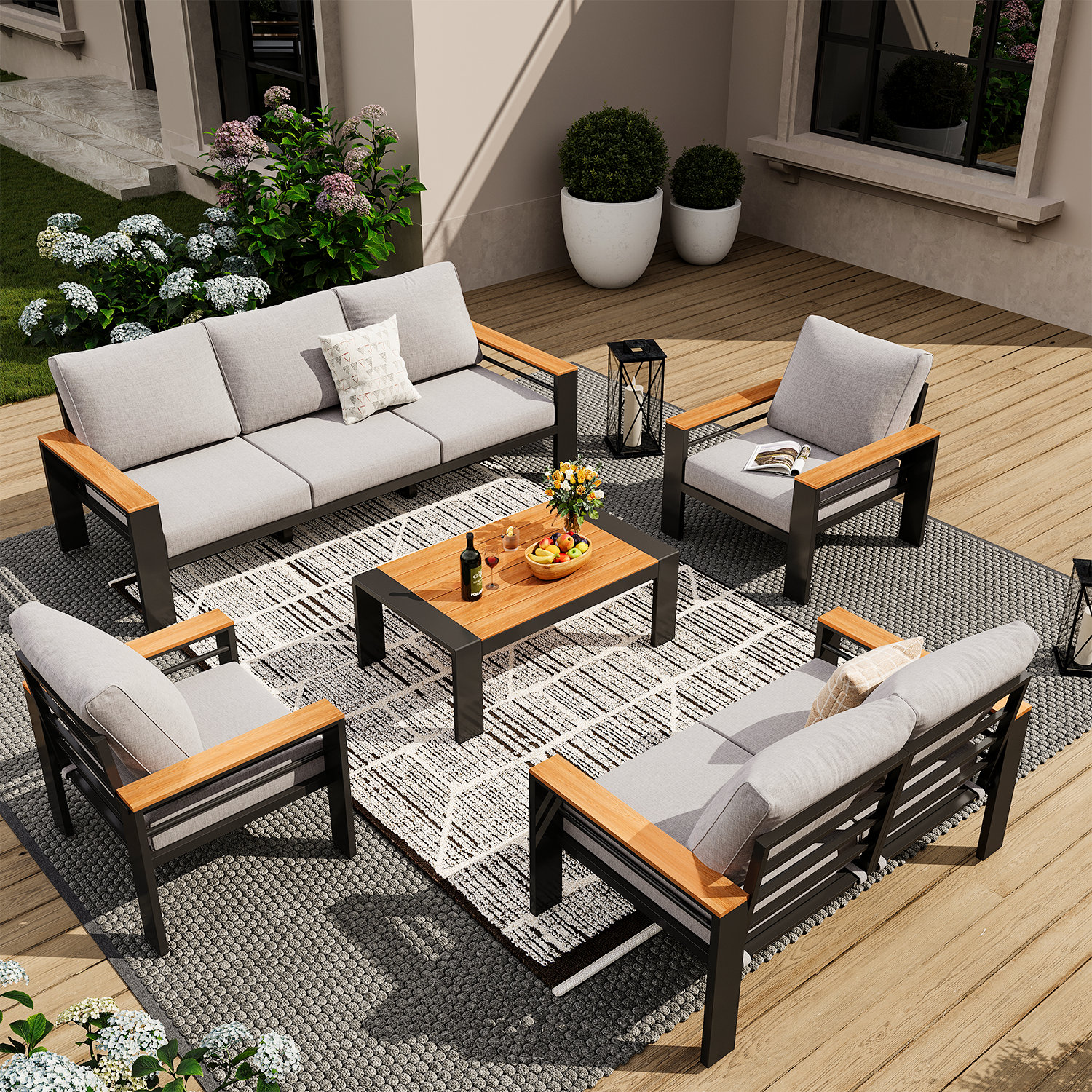 Aluminum Narrow Outdoor Couch Table Outdoor Furniture Sectional Clearance  Small Outdoor Seating, image size:1500x1500