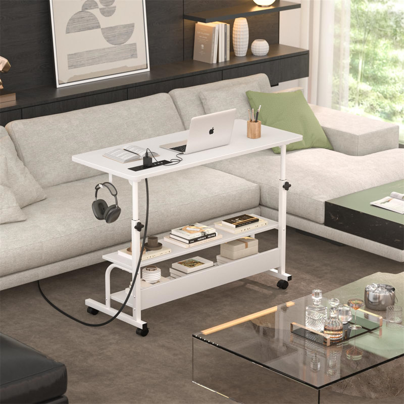 Metal Base Computer Desk, White/White
