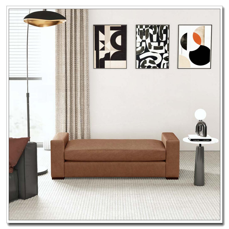 Repose-pieds durable en similicuir brun