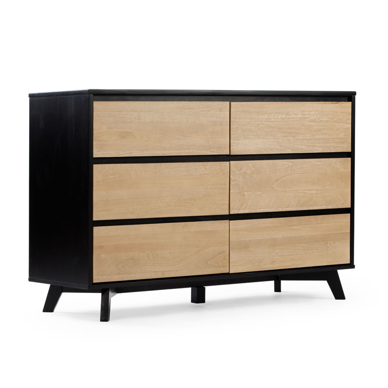 Lauritzen Scandinavian 6-Drawer Dresser, Black/Blonde