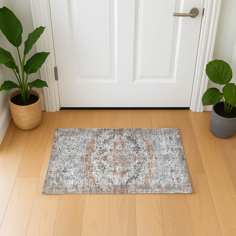 Premium Machine Washable Lubbers AMF1755 Border Rug, Rectangle 1'8" x 2'6"