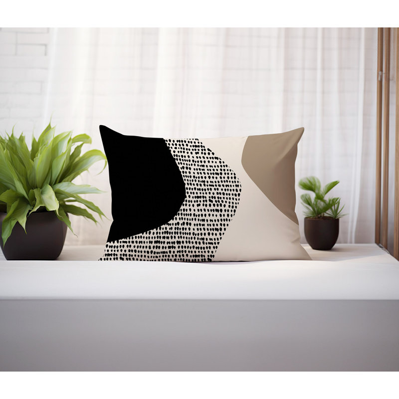 Coussin lombaire réversible intérieur / extérieur Vikka, H 14 po x l 20 po, Beige/Black/Off-White