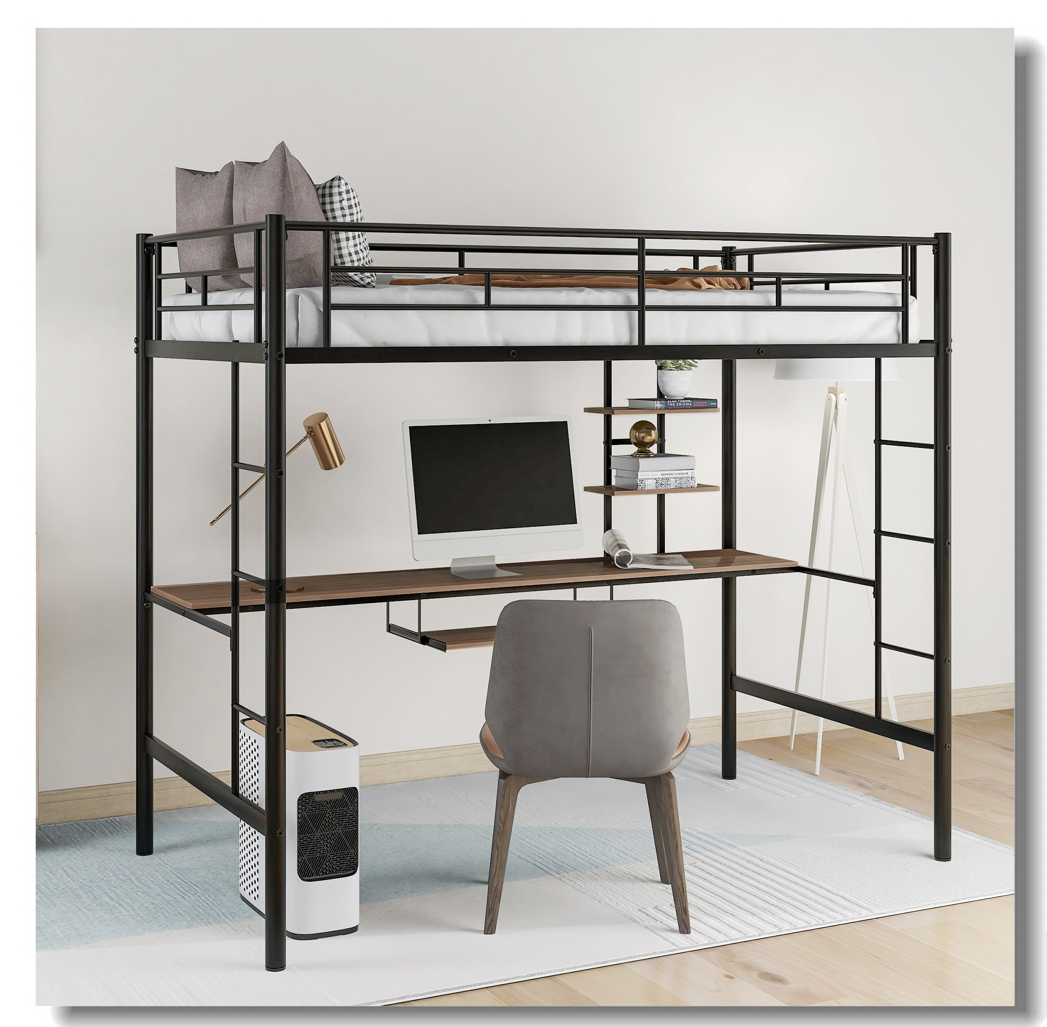 Mason & Marbles Loft Bed With Desk And Shelf , Space Saving Design ...