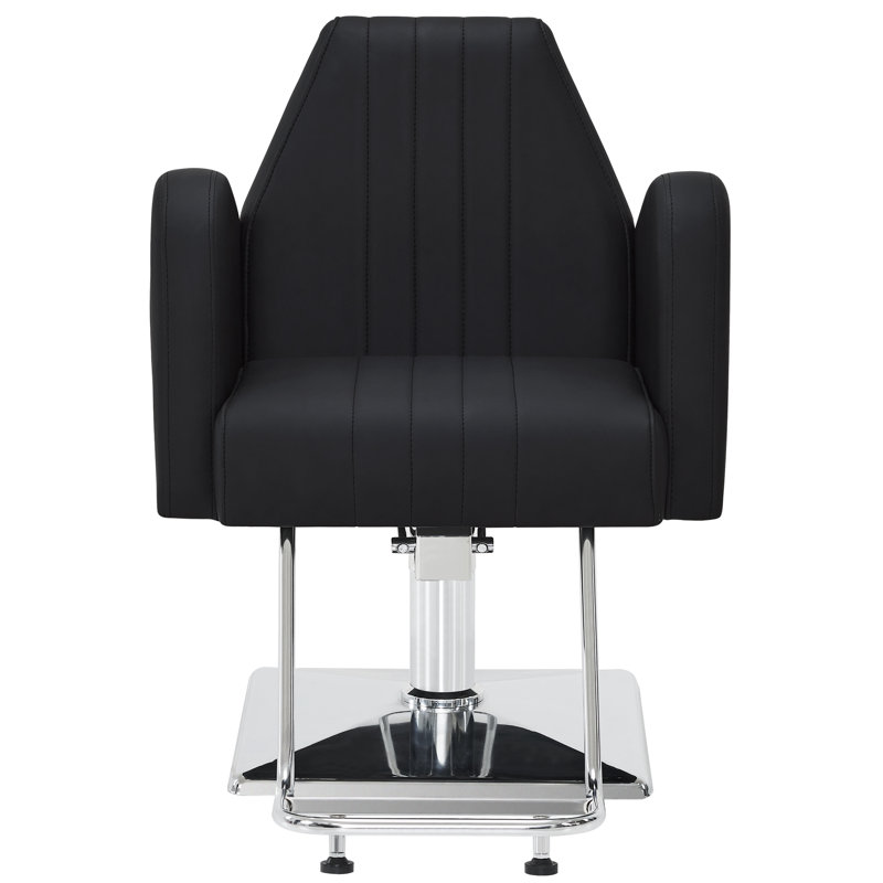 440 lbs Hydraulic Pump Salon Chair for Hair Stylist, Faux Leather Barber Chair, Black/Black