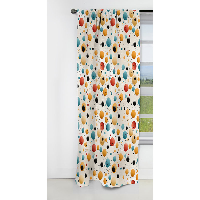 Motif à pois rétro I Revival - rideau abstrait - velours occultant - 1 panneaux, L 52 po x L 84 po