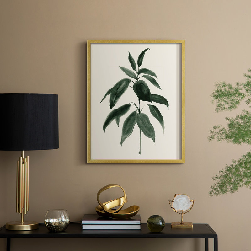 «Soft Greenery II», reproduction encadrée - bois massif, H 15 po x l 12 po, Doré