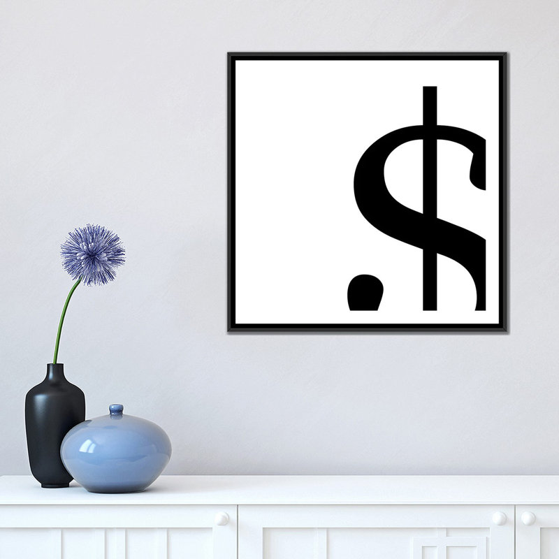 « the type dollar 2 », impression sur toile, Toile avec cadre noir, H 18 po x l 18 po x P 1,5 po, Pas de tapis