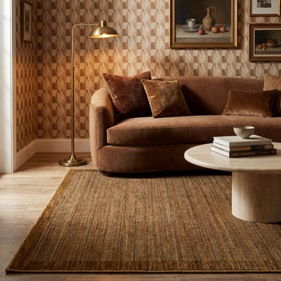 Tapis brun / rouille en laine Weston