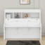 Lit escamotable simple en bois avec tablettes de rangement ouvertes-816941020