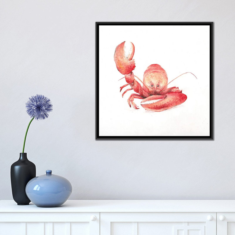 «Lobster», impression sur toile tendue, H 18 po x l 18 po x P 1,5 po, Toile avec cadre noir, Pas de tapis