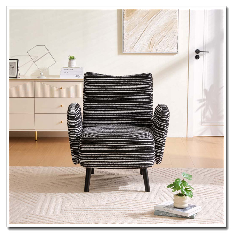 Boucle Upholstered  Accent Chair, Black