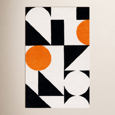 Felipe Rust Black Hand-Woven Wool Geometric Rug