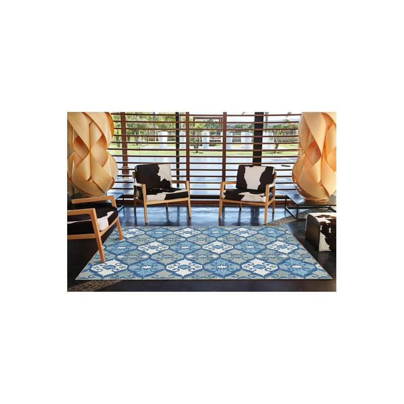 Tapis bleu tissé Blue Diamond, Rectangle 3 pi 3 po x 4 pi 11 po