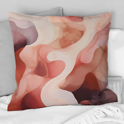 Nutshell Waves Abstract Watercolor II - Abstract Shapes Printed Throw Pillow
