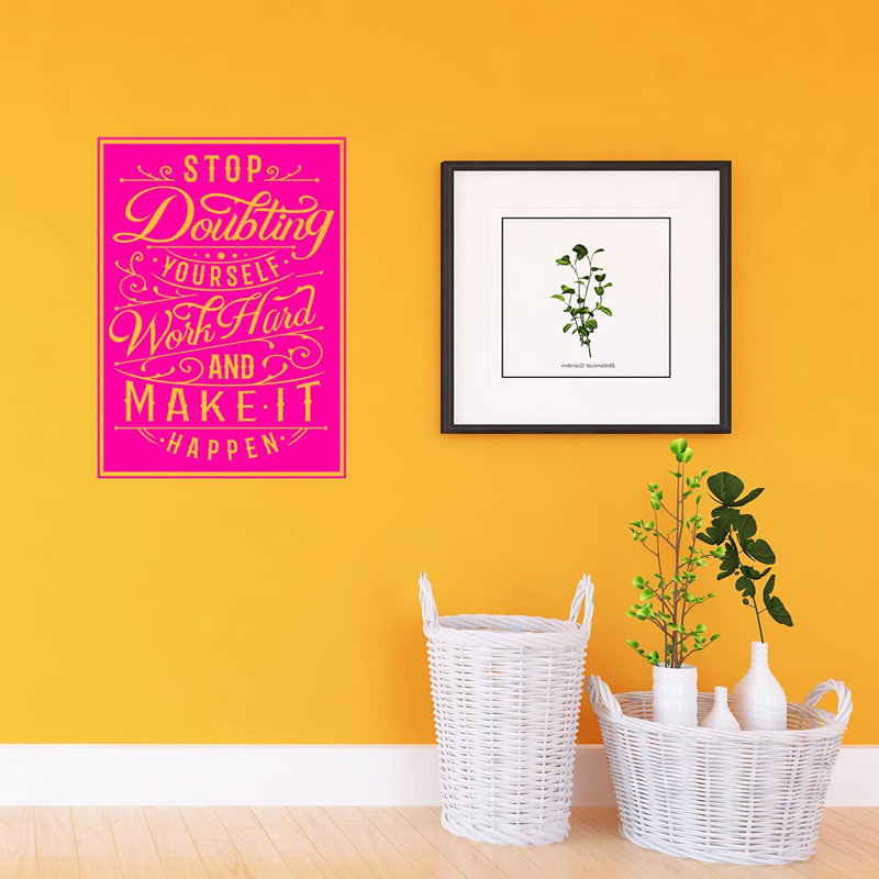 Text & Numbers Non-Wall Damaging Wall Decal, 23" H x 17" W, Hot Pink