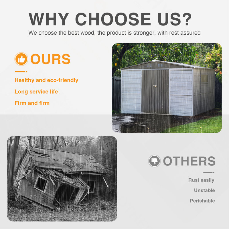8*8FT Iron-Wood Combination Tool Shed – A Blend Of Nature And Functionality, 77.95" H x 94.49" W x 86.81" D