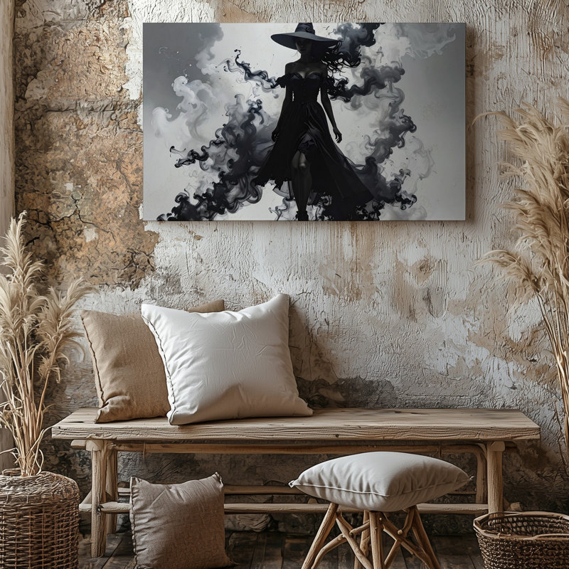 «Witch Of Shadows Canvasmysterious Sorceress In Dark Smoke», art mural sur toile, H 9 po x l 12 po