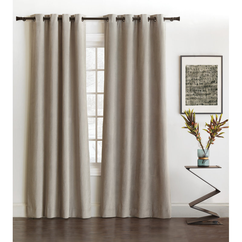 Nellis Plush Velvet Room Darkening Curtain, 48" W x 120" L, Dark Brown