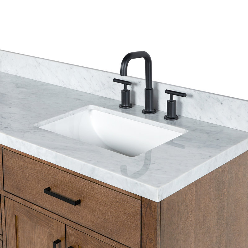ARIEL HEPBURN 73 IN DOUBLE RECTANGLE SINK VANITY 1,5 IN, Rectangular, Brown Oak, 73"