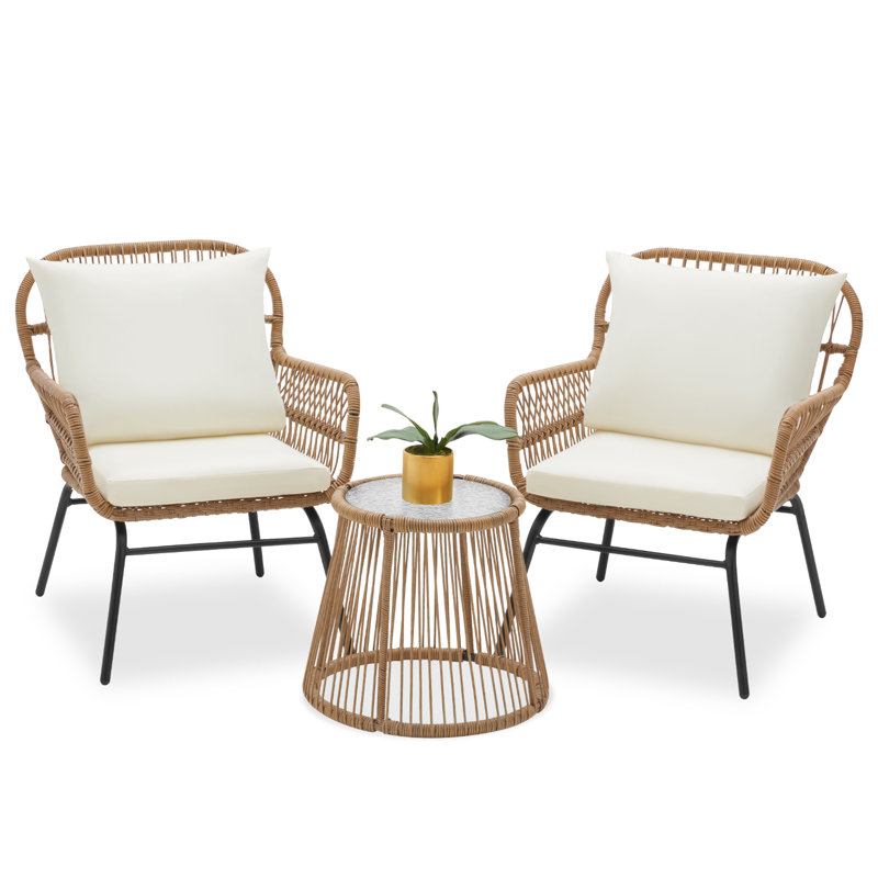 Heckscherville 2 - Person Patio Conversation Set with Cushions, White