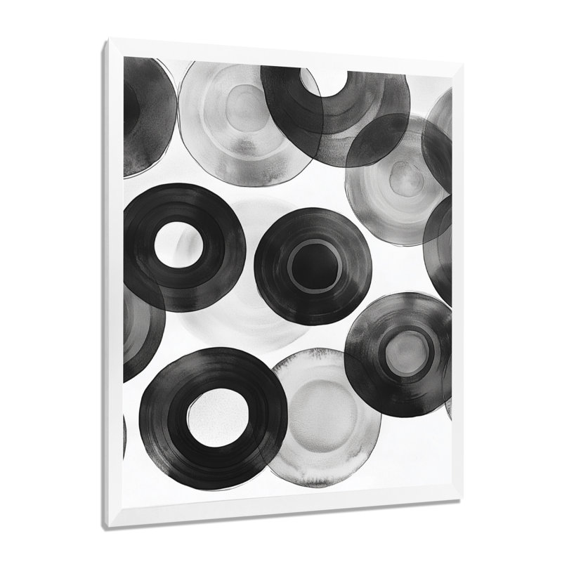 «Radial Circle», art mural géométrique noir et blanc, Greirson, H 40 po x l 30 po, Cadre photo blanc