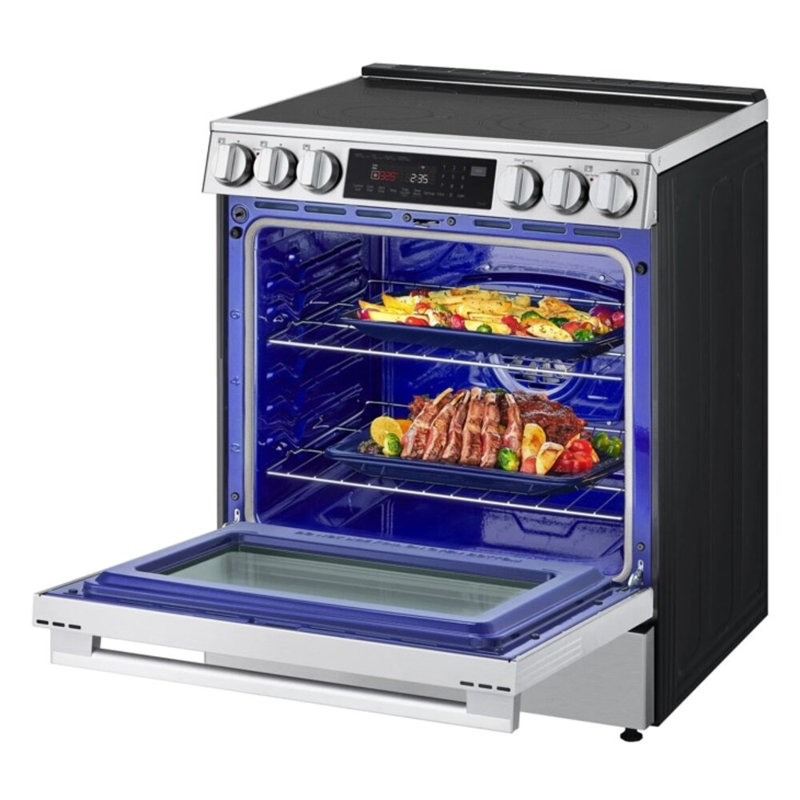 LG 6.3 cu. ft. Smart Electric Slide-In Range with Instaview, ProBake Convection, and Air Fry, Black Stainless Steel