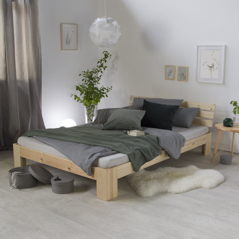 Noille European Double (140 x 200cm) Bed, Nature