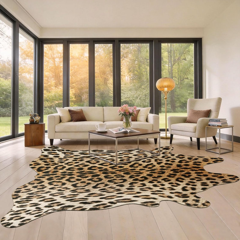 Tapis à imprimé léopard de qualité supérieure, Nouveauté 4 pi 7 po x 5 pi 2 po