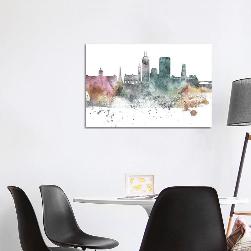 Indianapolis Pastel Skylines - Wrapped Canvas Print, 66.04cm H x 101.6cm W
