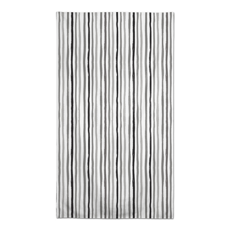 Rectangular Striped Polyester Tablecloth, Gray