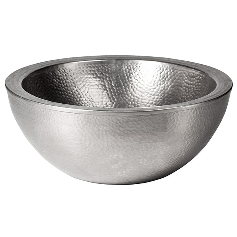 Barclay Boone 16'' Metal Circular Bathroom Sink, Hammered Pewter