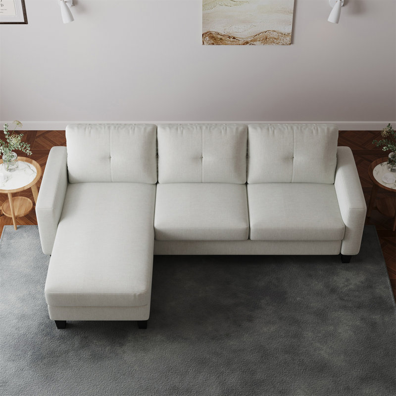 Matteus Upholstered Sectional Left Hand Facing, Beige Polyester