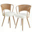 Ensemble de 2 fauteuils pour salle à manger, dossier à oreilles brun, rotin tissé, siège rembourré, 22 po