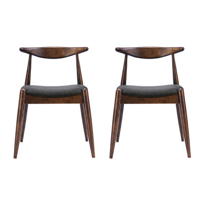 De 2 chaises de salle à manger rétro en bois d'hévéa avec un revêtement doux, un dossier arqué pour le soutien et une structure en bois massif avec des coussins de style Mid-Century, capacité ergonomique de 300 lb