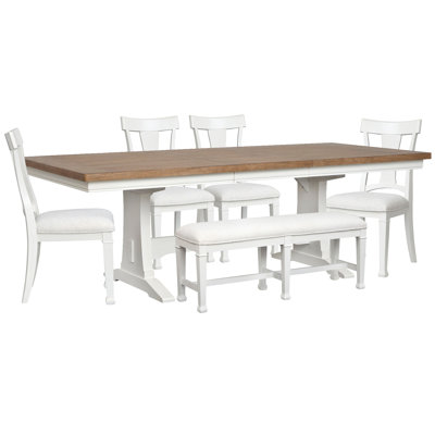 Table de salle à manger extensible à tréteaux avec 4 chaises d'appoint