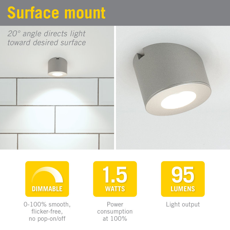 PureVue Mini Under Cabinet LED Puck Light, Angled, 2700K