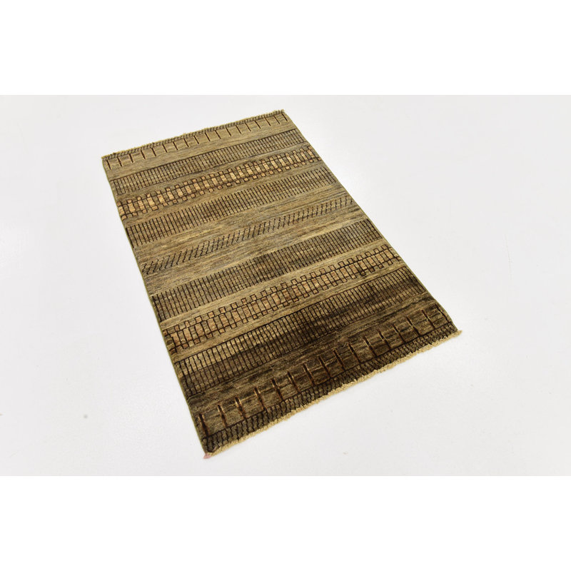 Tapis intérieur en laine 2 pi 8 po x 4 pi 2 po one-of-kind à la main-noué la new age brown Nash