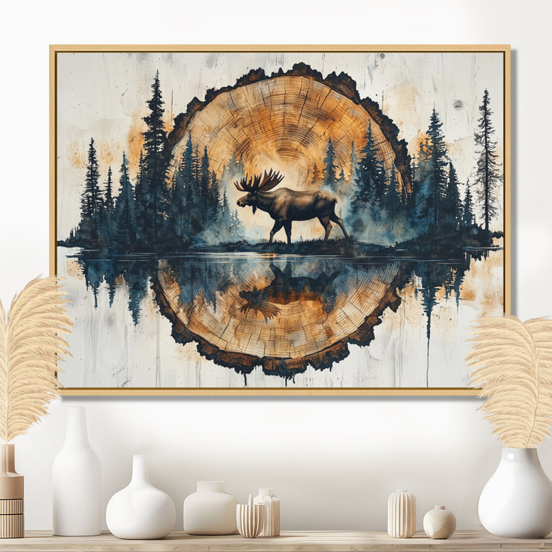 Geon Canadian Moose Into The Forest II - Moose, reproduction d'art sur toile encadrée, H 12 po x l 20 po, Argent argent